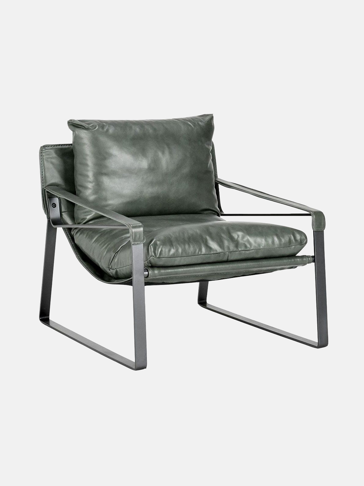Morgan Green Leather Accent Chair