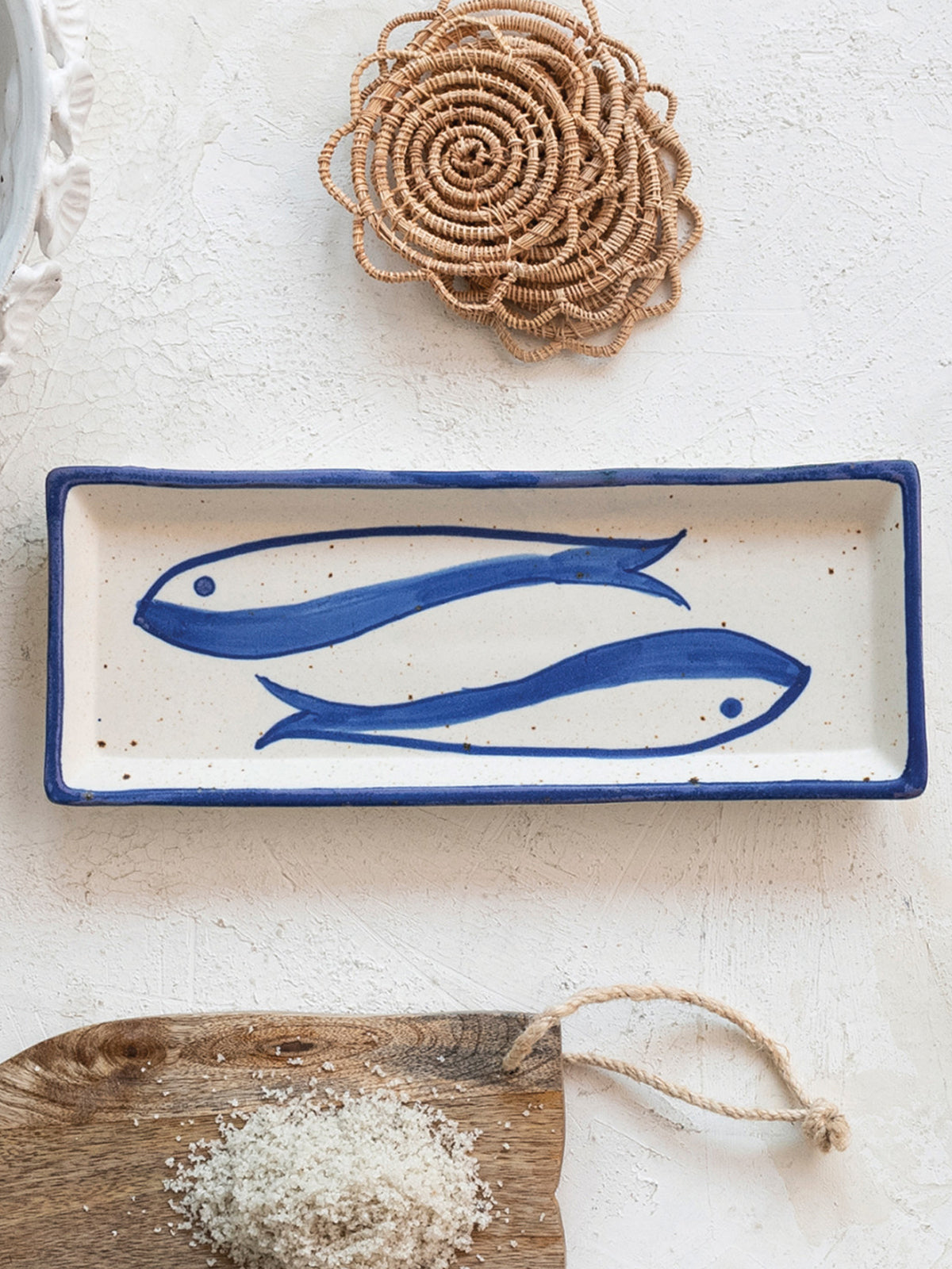 Hand Painted Stoneware Fish Platter