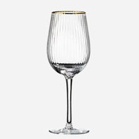 Gold Rim Ribbed Wine Glass