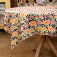 Nargis Sage Block-Printed Table Cloth