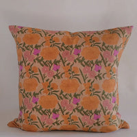 Nargis Old Rose Block-Printed Pillow Cover