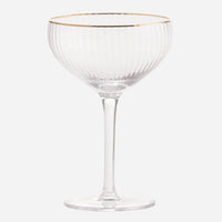Gold Rim Ribbed Coupe Glass