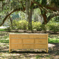 Ten Drawer Rattan Dresser, 70"