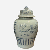 Happy Blue Ginger Jar