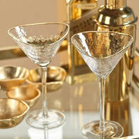 Triangular Gold Rimmed Martini Glass, Set of 4
