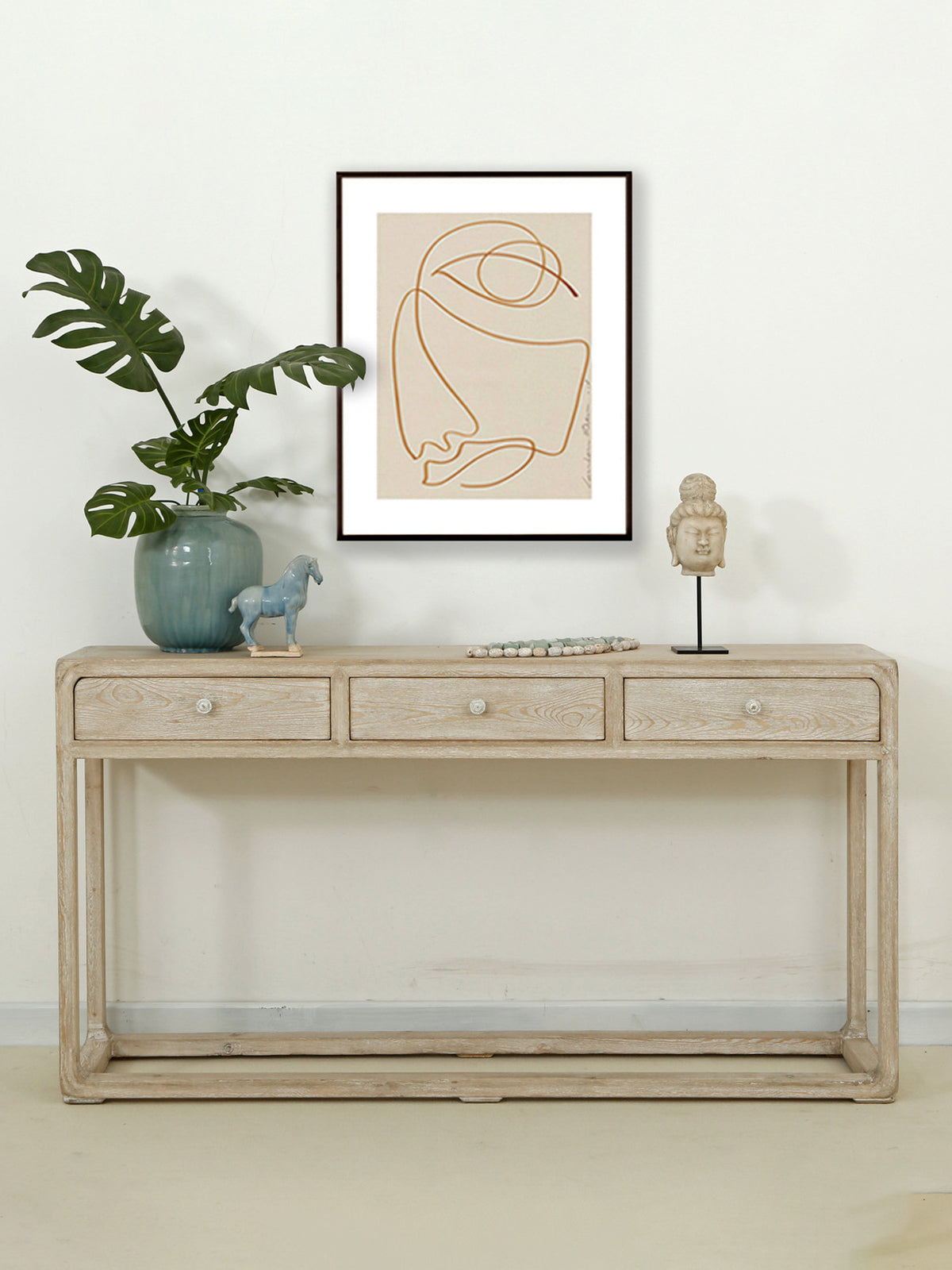 Peking Whitewash Console Table