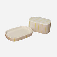 Yellow Stripe Ceramic Butter Dish