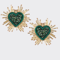 Sparkle Heart Beaded Earrings Large