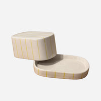 Yellow Stripe Ceramic Butter Dish