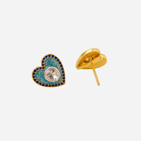Dil Polki Earring Studs, Teal