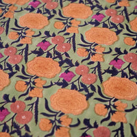 Nargis Sage Block-Printed Table Cloth