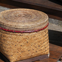 Square Basket with Flat Lid, Brown