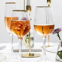 Gold Rim Ribbed Wine Glass