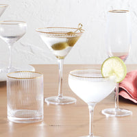 Gold Rim Ribbed Coupe Glass