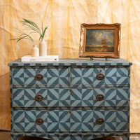 Georgian Straight Hand Painted Geo Design Chest of Drawers