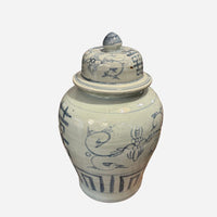 Happy Blue Ginger Jar