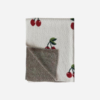 Cotton Knit Baby Blanket with Cherries