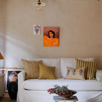 Maya Khaki Block-Printed Pillow Cover - 14x20