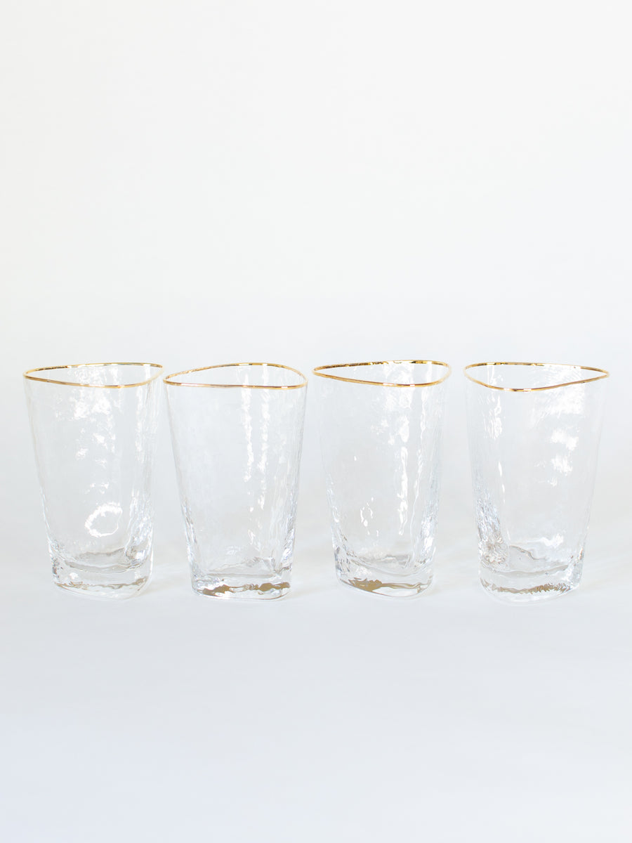Triangular Gold Rimmed Highball Glass, Set of 4 Celadon at Home