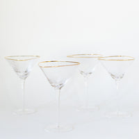 Triangular Gold Rimmed Martini Glass, Set of 4