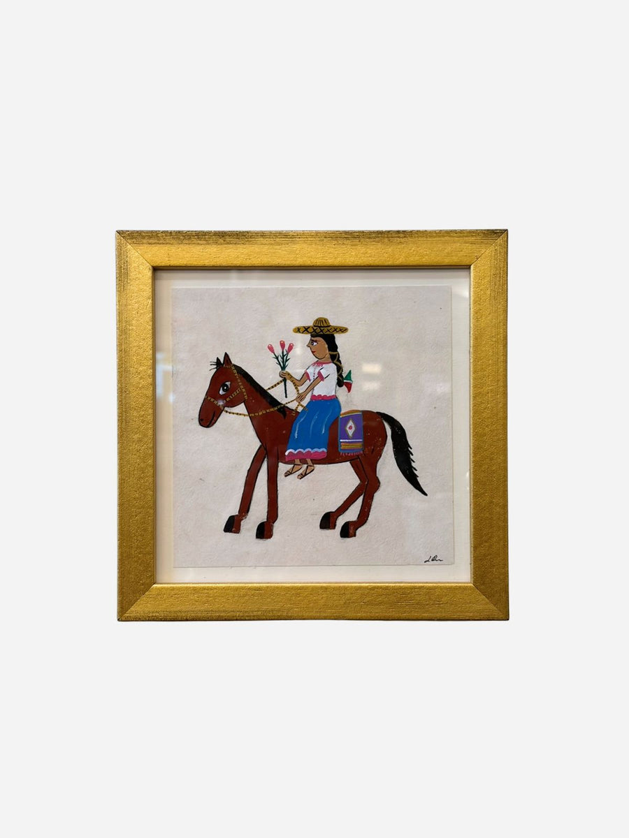 Original Woman on Horse Painting by Luis Romero – Celadon at Home