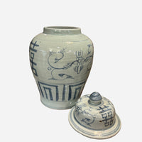 Happy Blue Ginger Jar