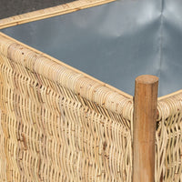 Rattan & Teak Square Planter