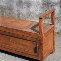Wooden Bench with Sliding Doors