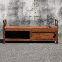 Wooden Bench with Sliding Doors