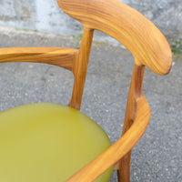 Positano Arm Chair, Teak with Olive Green Leather