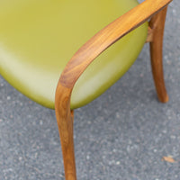 Positano Arm Chair, Teak with Olive Green Leather