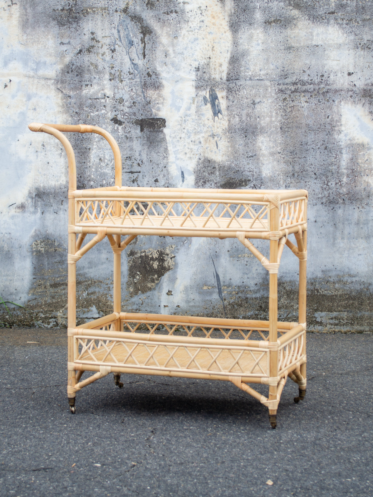 Natural Rattan Bar Cart Trolley