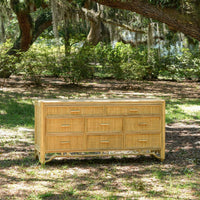 Ten Drawer Rattan Dresser, 70"