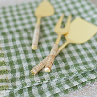 Steel & Rattan Cheese Server Set