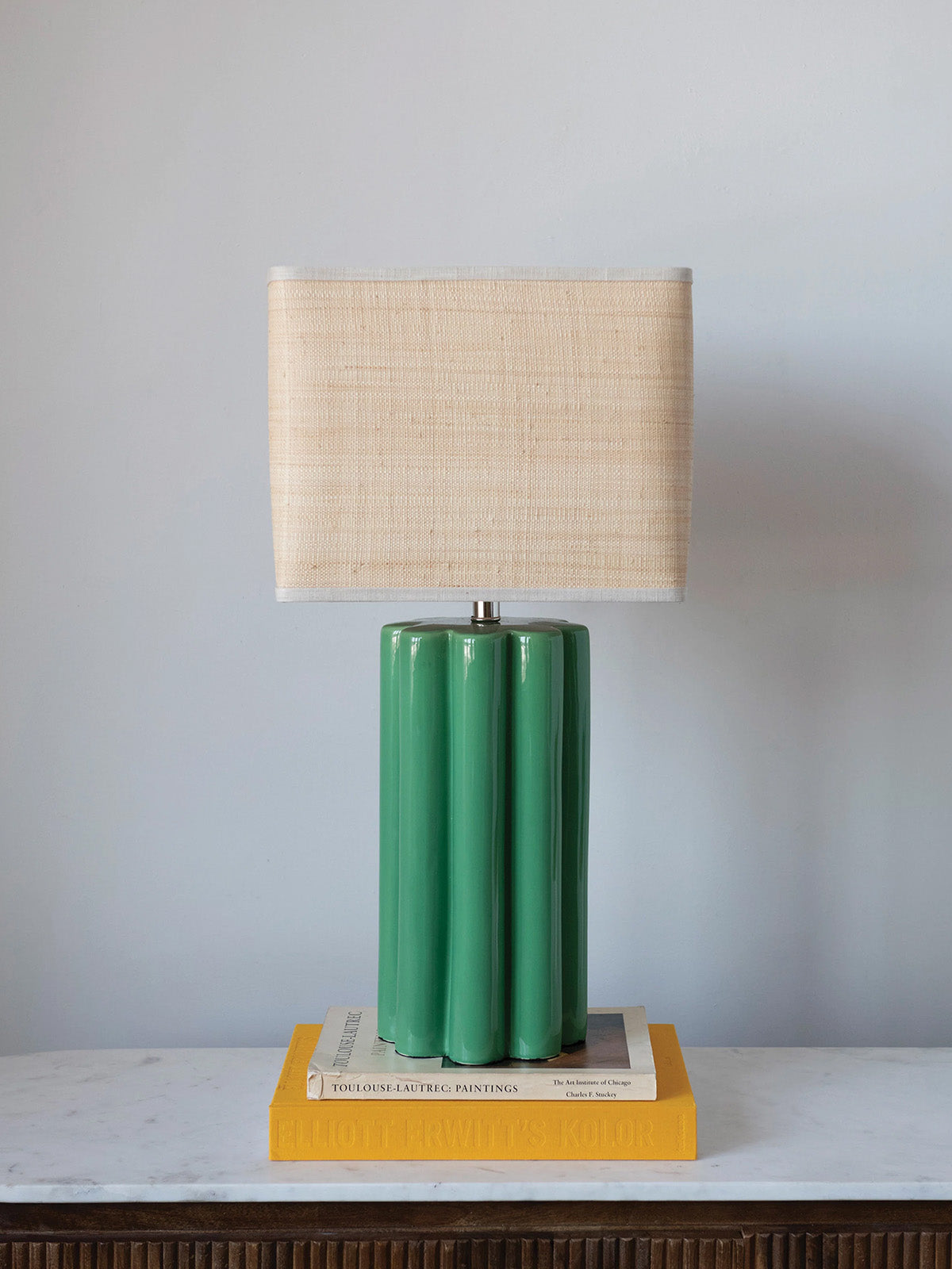 Green Fluted Table Lamp