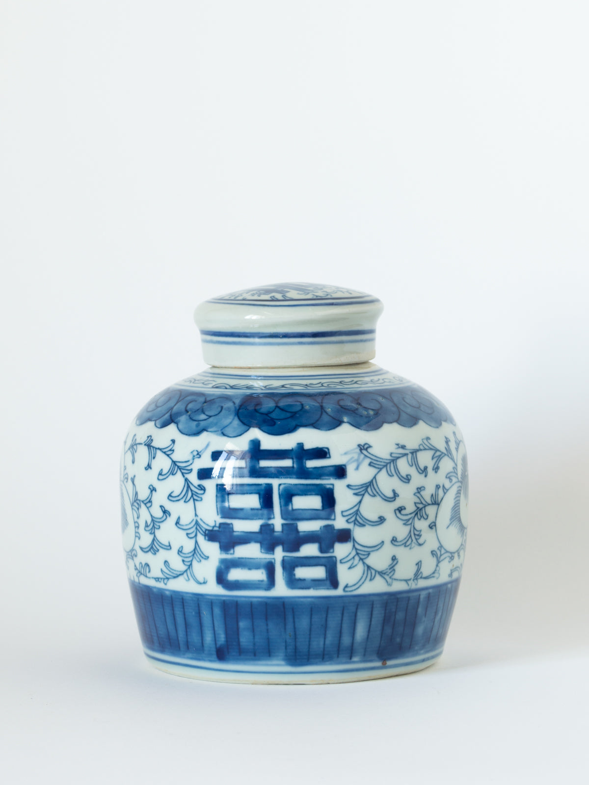 Happiness Blue and White Ginger Jar