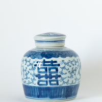 Happiness Blue and White Ginger Jar
