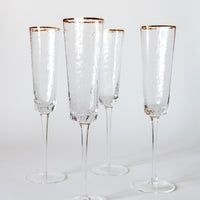 Triangular Gold Champagne Flutes, Set of 4