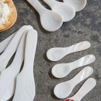 Mini White Seashell Serving Spoon, Set of 4