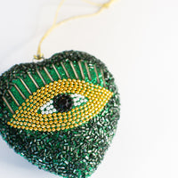 Beaded Evil Eye Heart Ornament