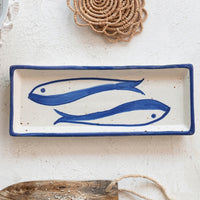 Hand Painted Stoneware Fish Platter