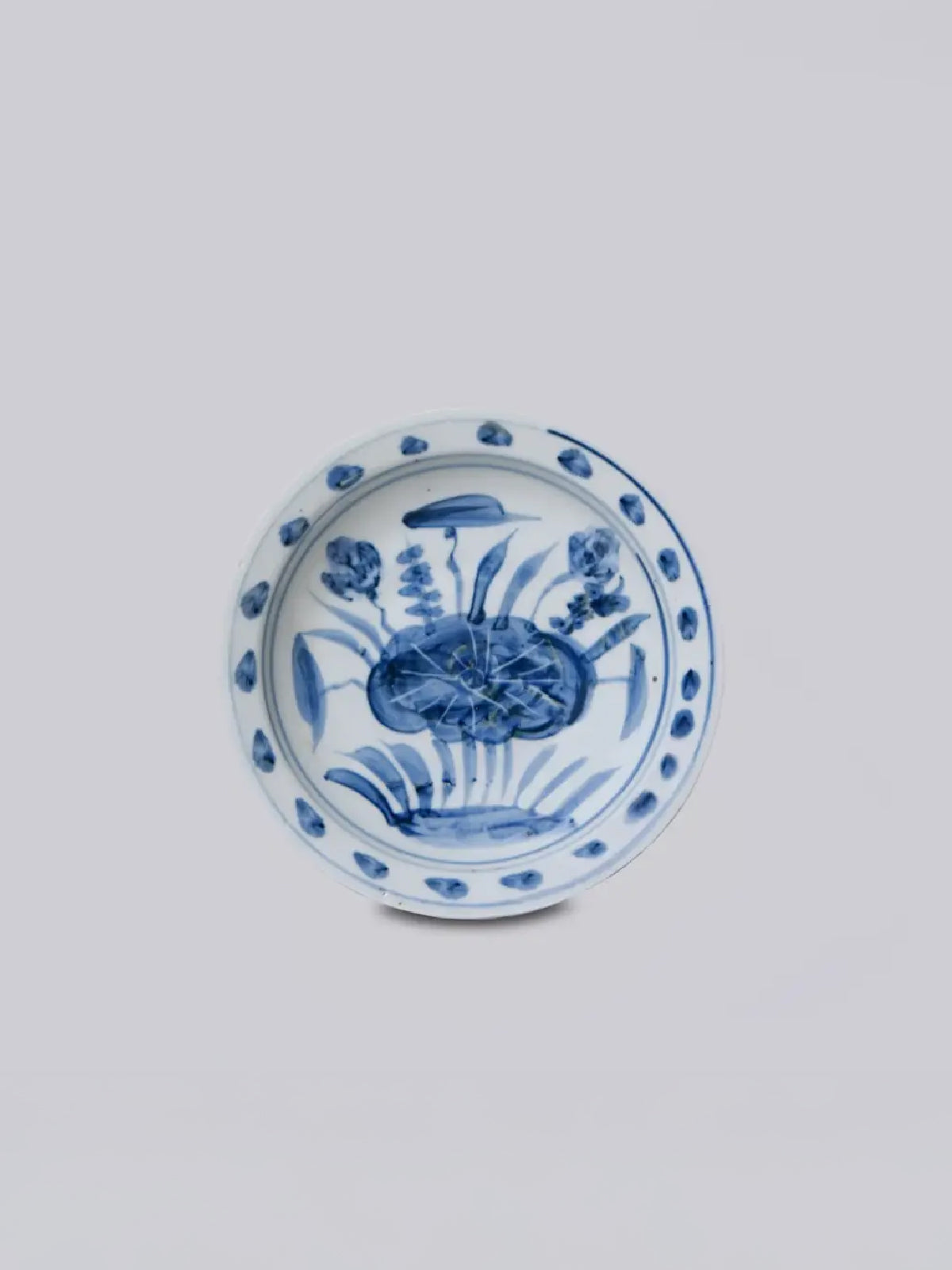 Small Blue & White Porcelain Lotus Dish