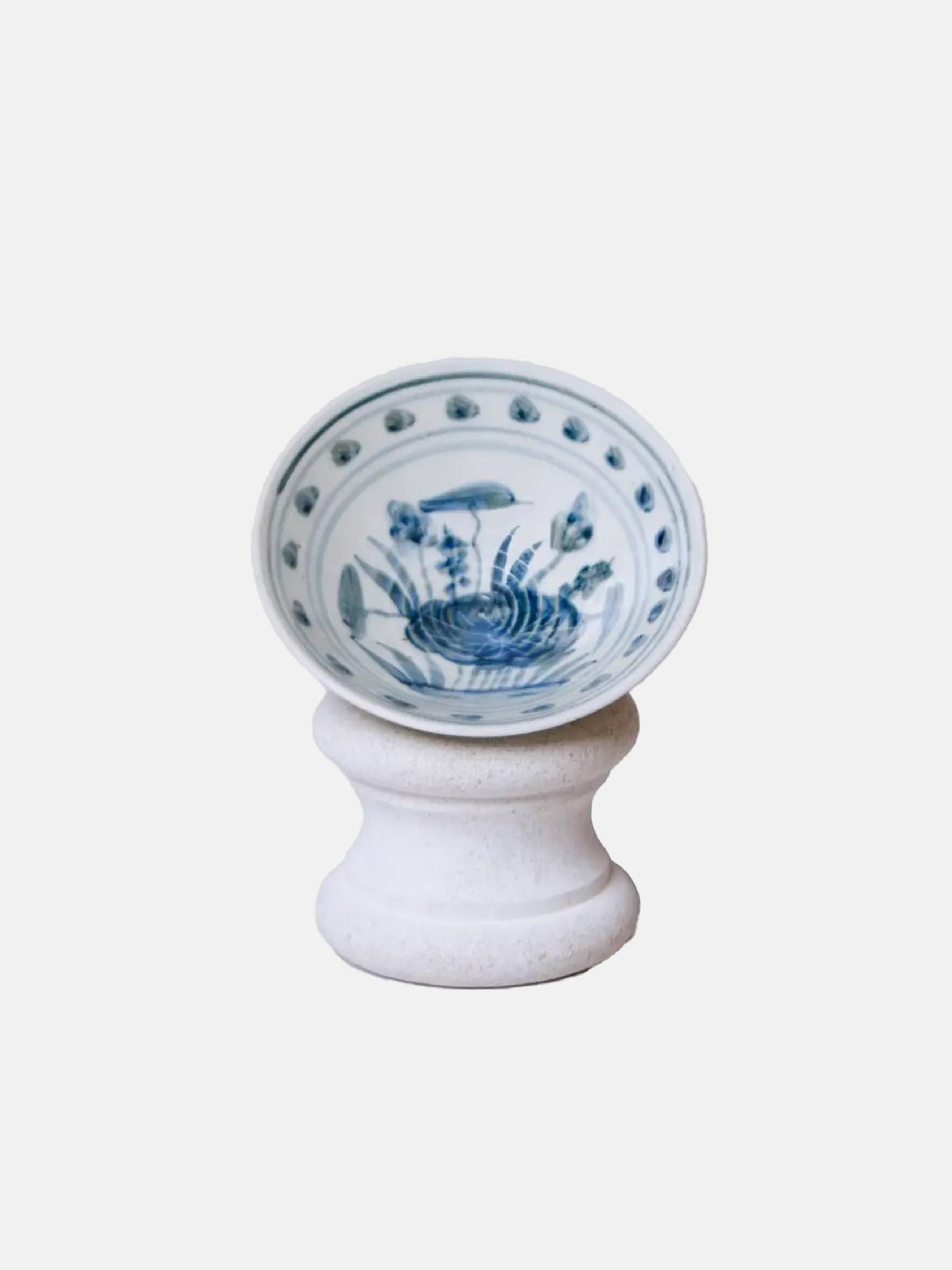 Small Blue & White Porcelain Lotus Conical Bowl