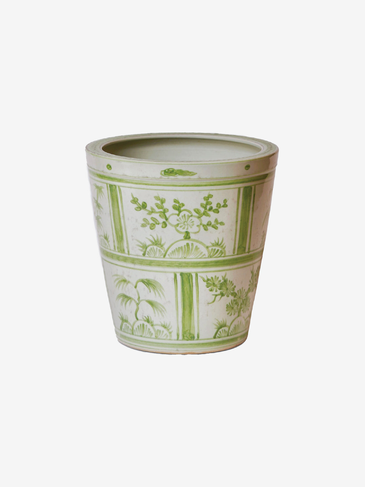 Green and White Porcelain Three Friends Tiles Planter