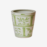 Green and White Porcelain Three Friends Tiles Planter