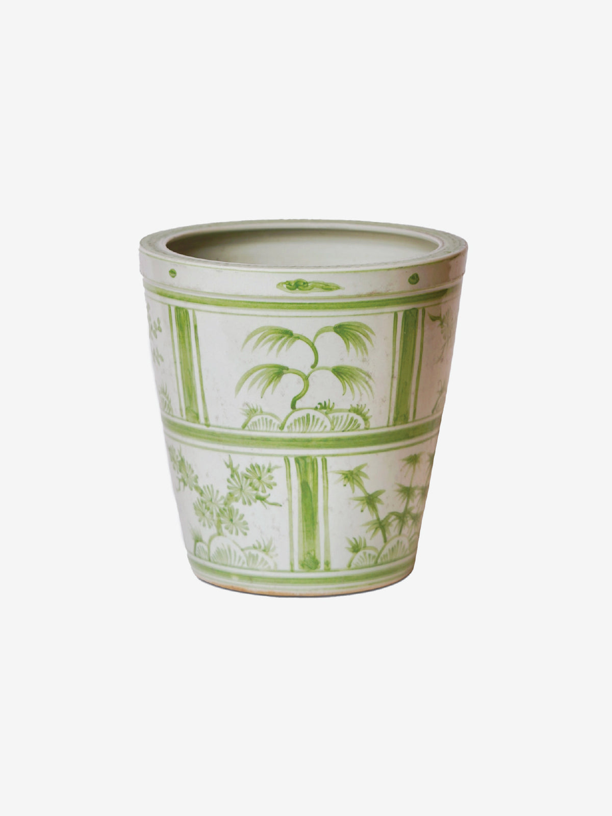 Green and White Porcelain Three Friends Tiles Planter