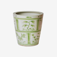 Green and White Porcelain Three Friends Tiles Planter