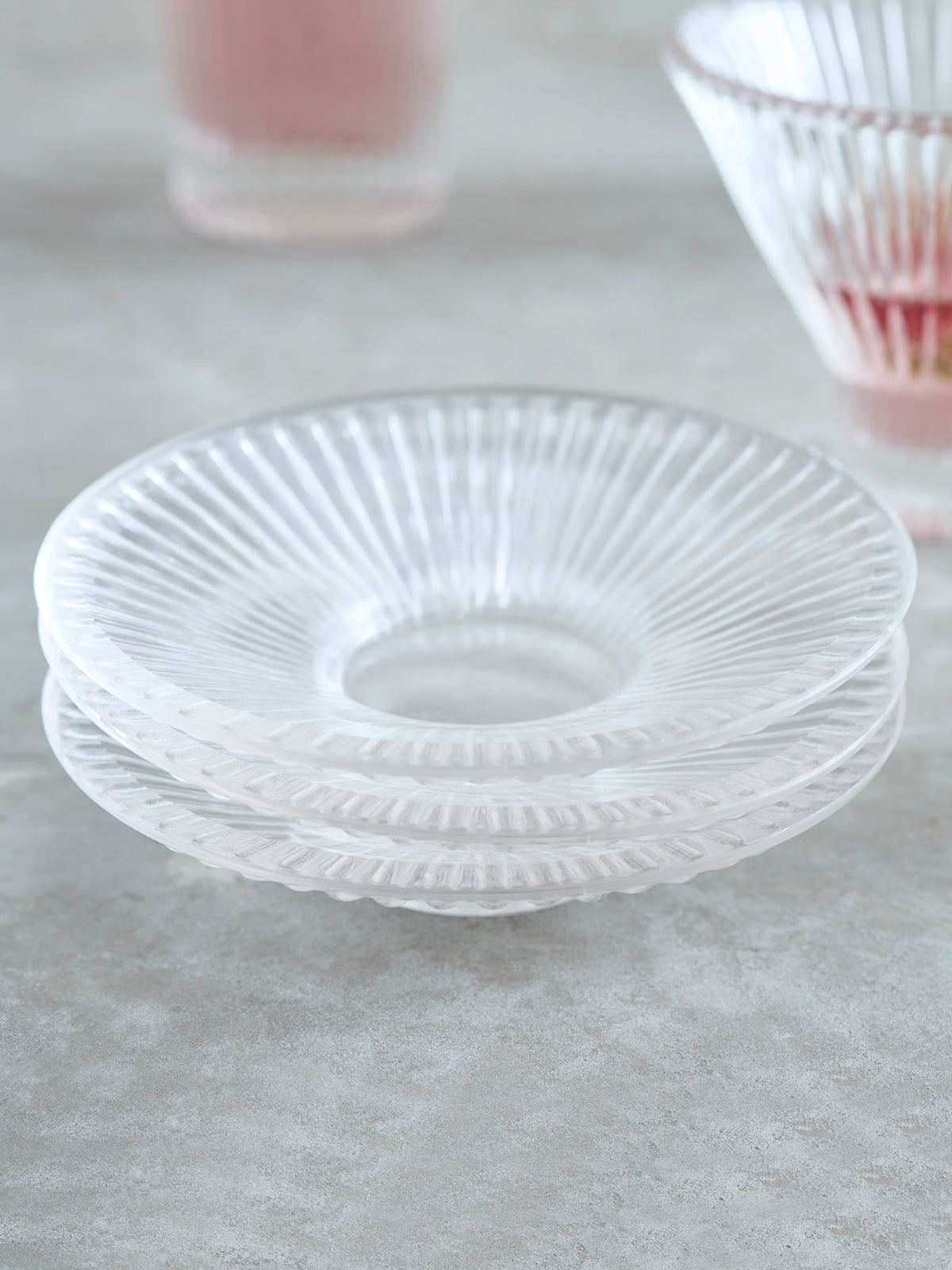 Pressed Glass Clear Plates, Set of 6