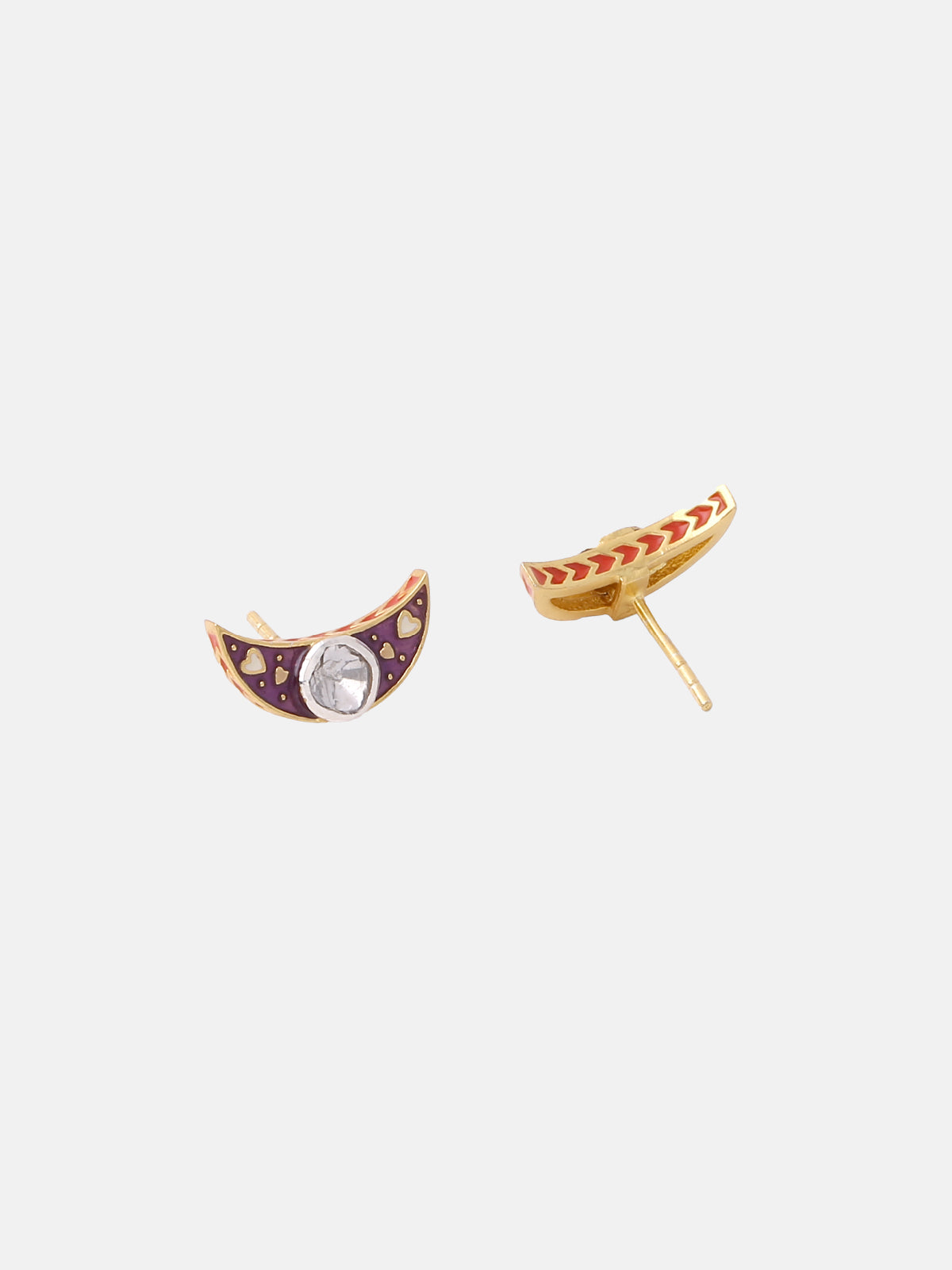 Crescent Polki Studs