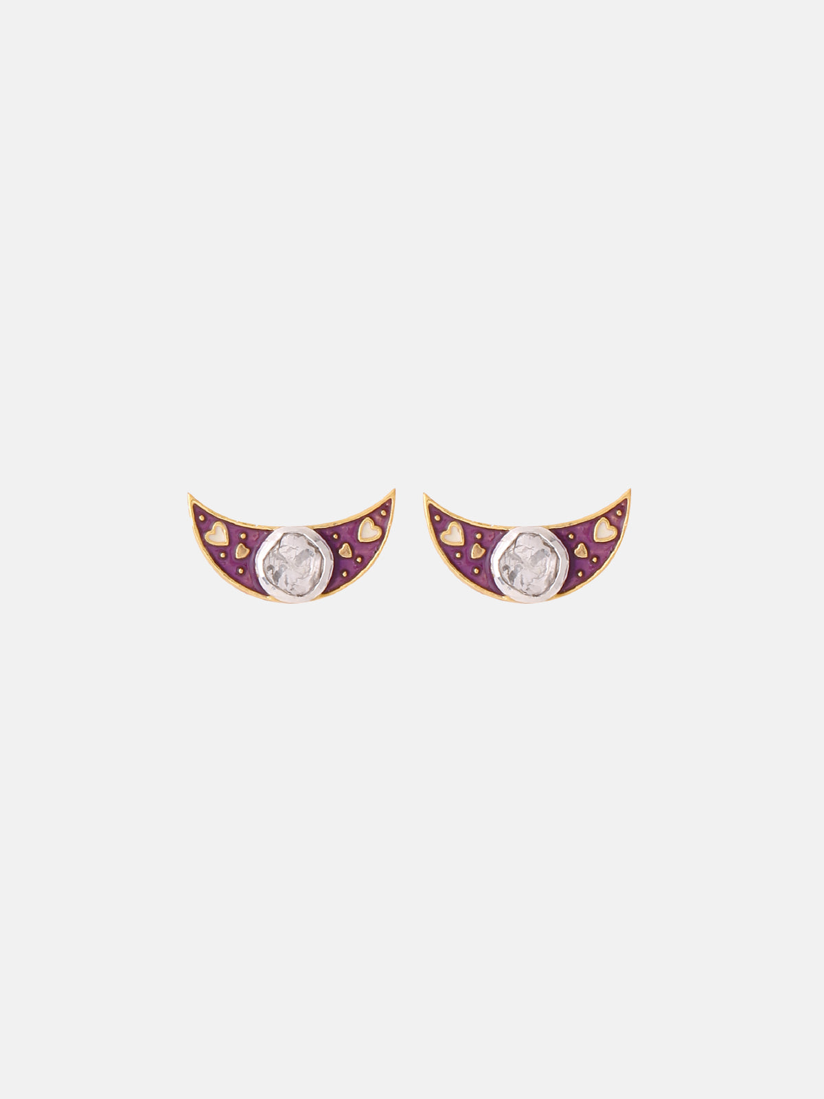 Crescent Polki Studs